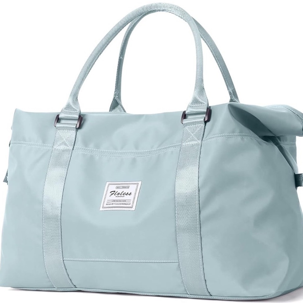 Floless Workshop Blue Nylon Weekender Bag Travel Duffel Gym Tote Bag